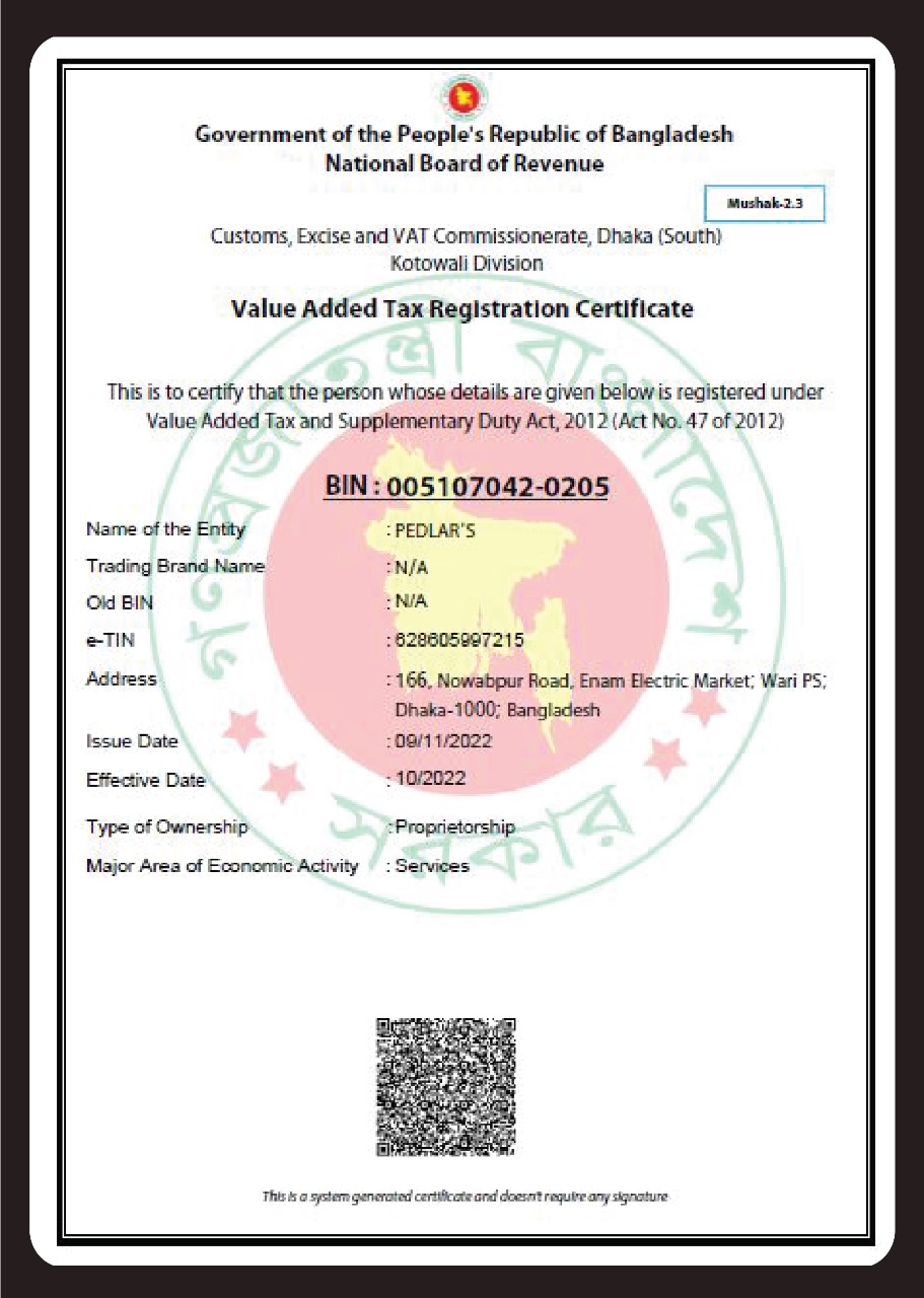 Pedlars Document